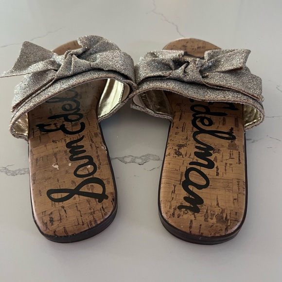 Sam Edelman Slip On Glitter Glam Sparkle Bow Gigi Sandals Girls Size 3 - Picture 3 of 8